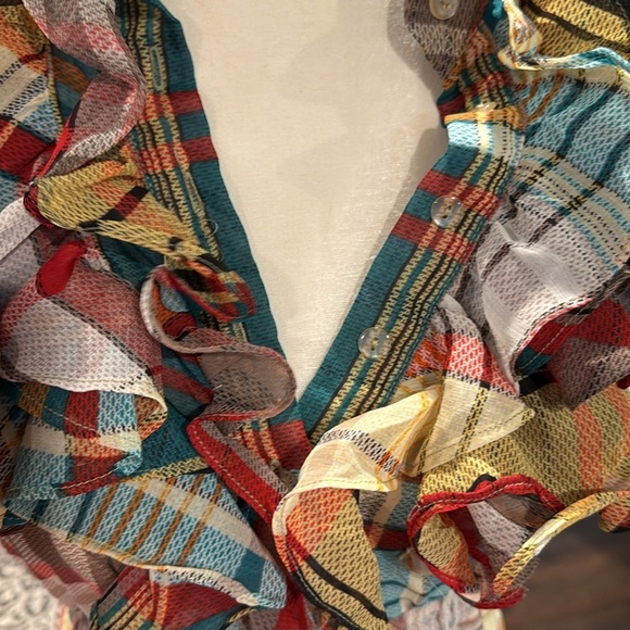 Multicolor Ruffled Plaid tunic - Picture 4 of 4